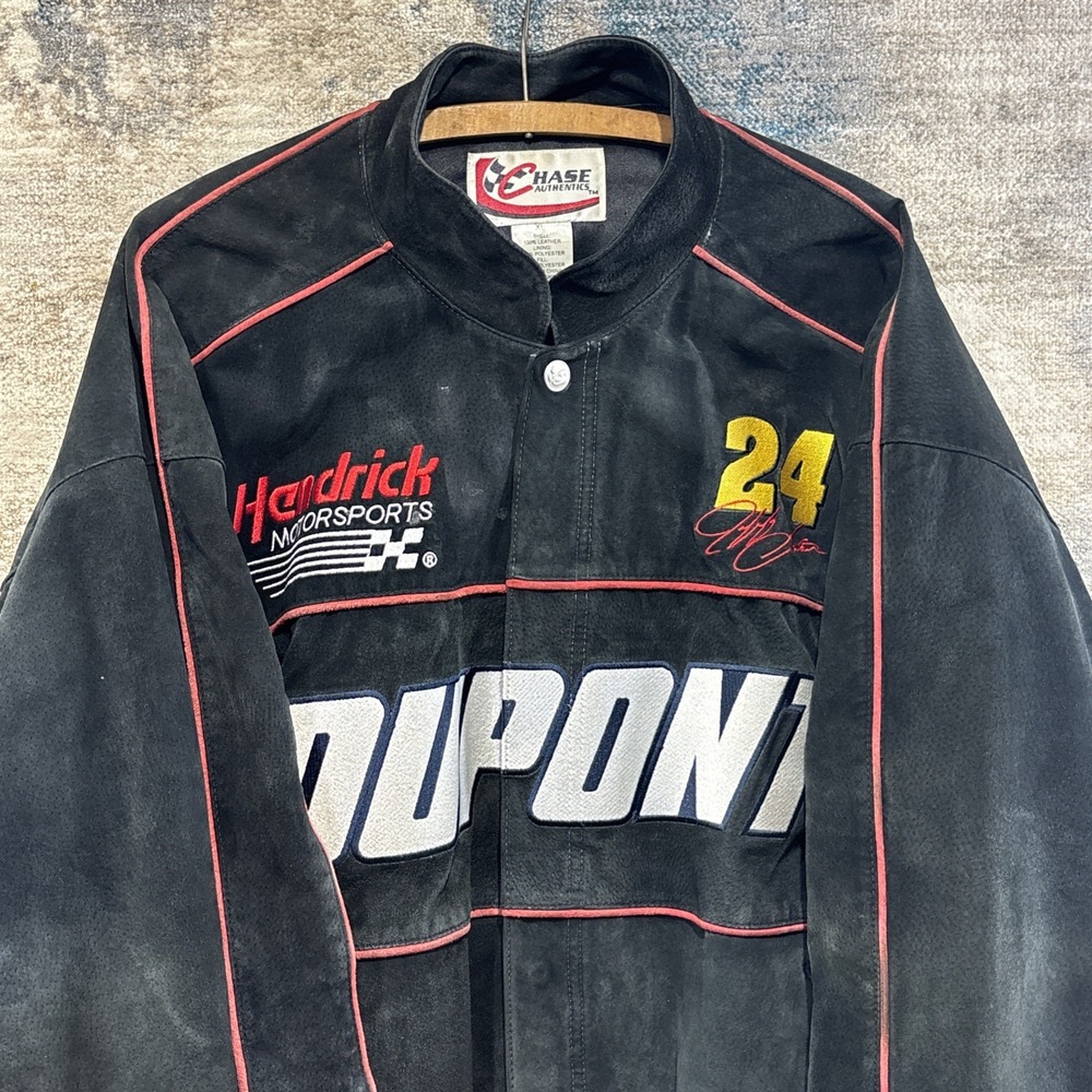 Vintage Jeff Gordon #24 DuPont Chase Authentics Suede Leather NASCAR Jacket XL